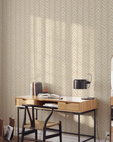 Classic Beige Herringbone Wallpaper